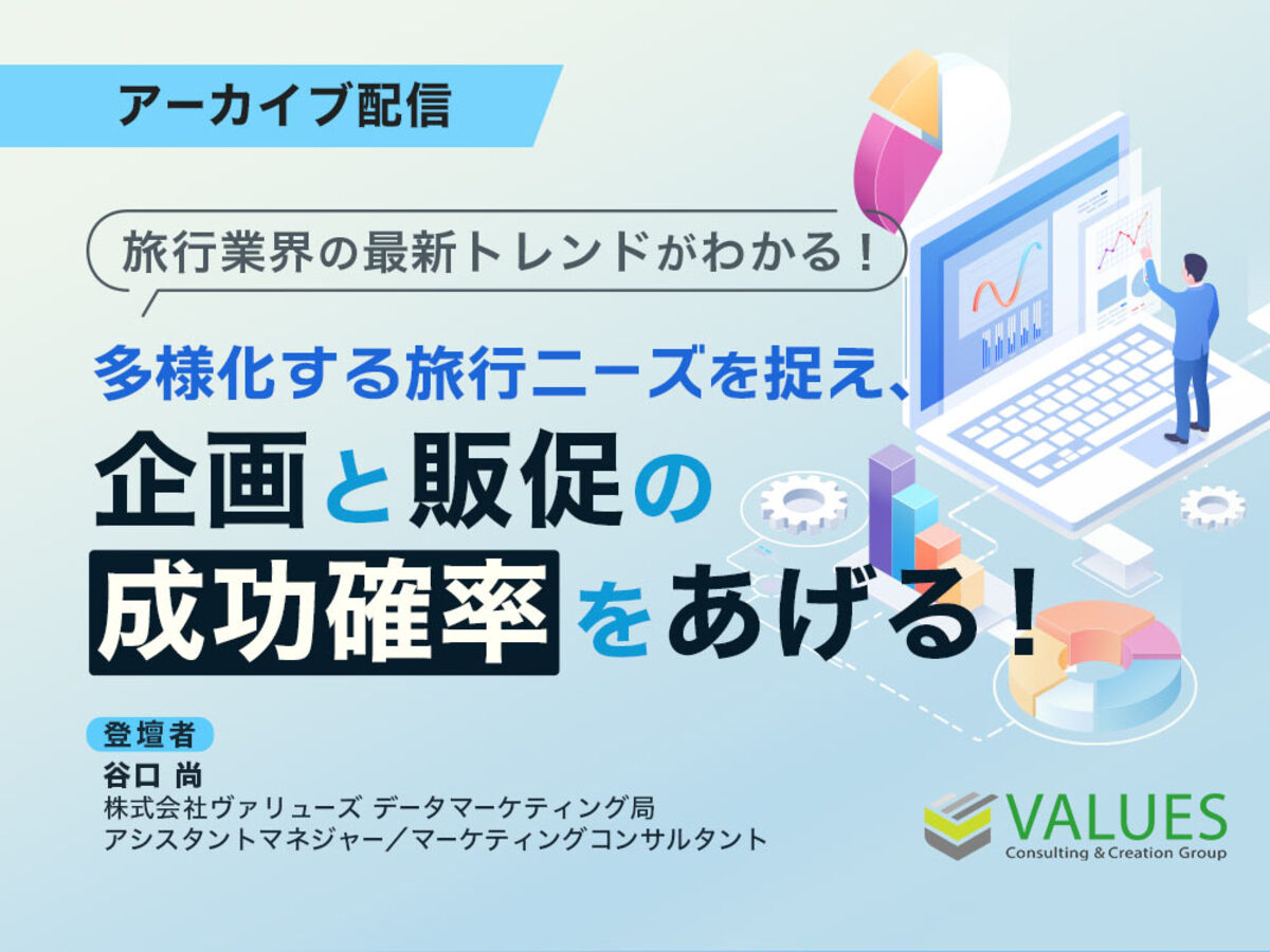 「【アーカイブ】多様化する旅行ニーズを捉え、企画業務と販売促進業務の成功確率をあげる！」の見出し画像