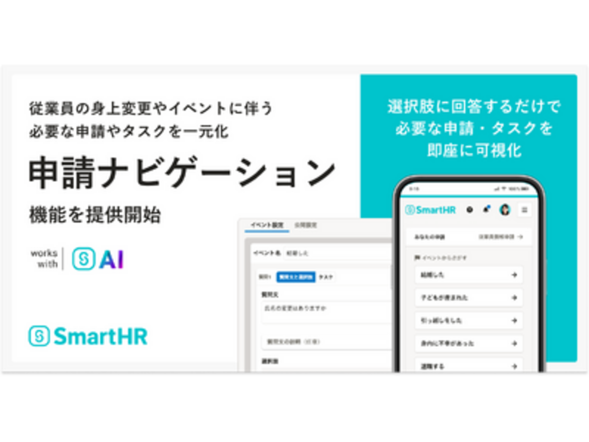 「SmartHR、身上変更やイベントの手続きを効率化する「申請ナビゲーション」機能を提供開始」の見出し画像