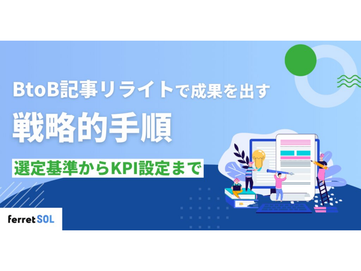 「BtoB記事リライトで成果を出す戦略的手順｜選定基準からKPI設定まで」の見出し画像