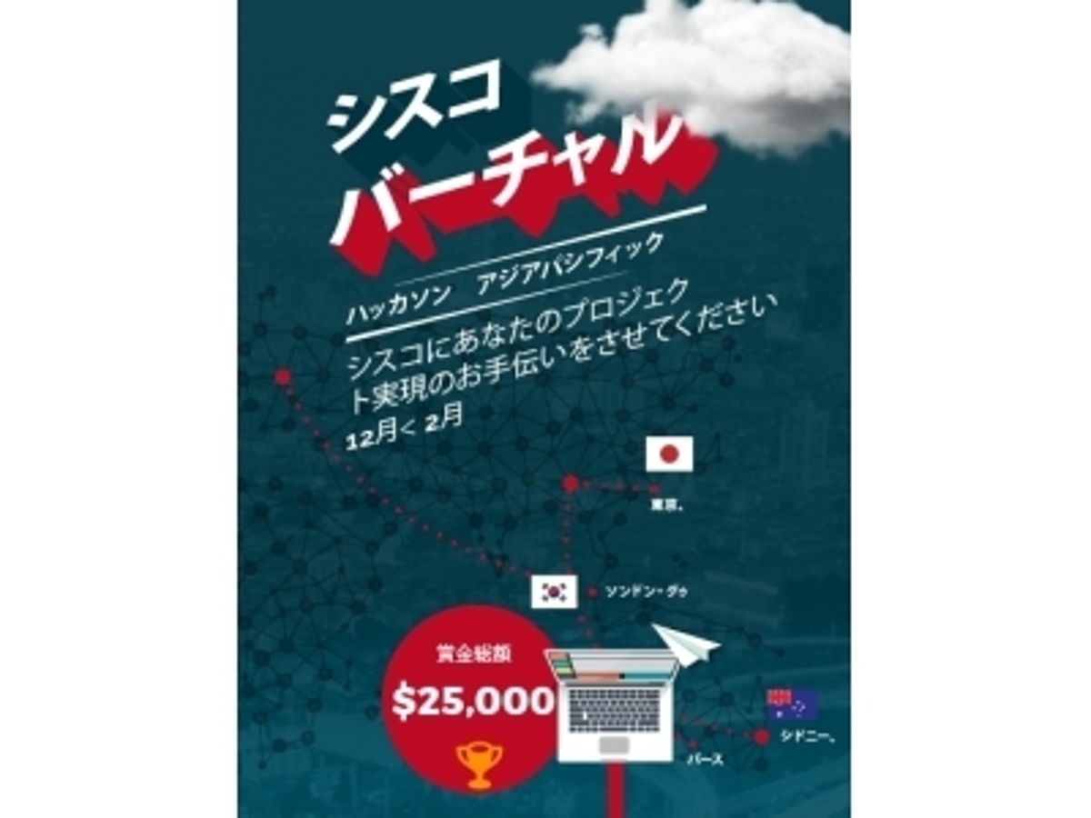 「最大獲得賞金総額$15,000!日本、韓国、オーストラリアの3カ国で同時開催するシスコバーチャル・ハッカソンアジアパシフィックが2017年1月16日(月)より開始」の見出し画像