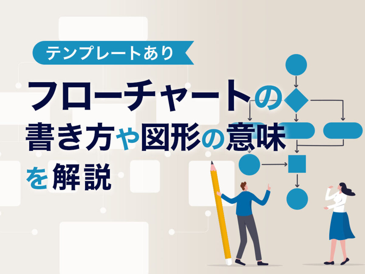 「【テンプレートあり】フローチャート（フロー図）の書き方や記号・図形の意味、おすすめツール4選」の見出し画像