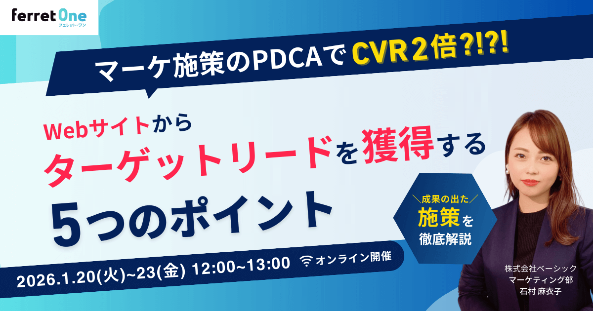 イベント「マーケ施策のPDCAでCVR2倍?!?! Webサイトからターゲットリードを獲得する5つのポイント」の見出し画像
