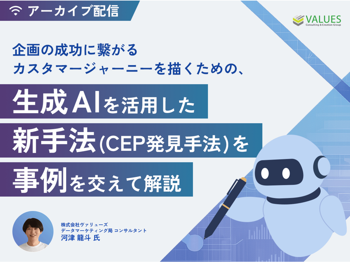 イベント「企画の成功に繋がるカスタマージャーニーを描くための、生成AIを活用した新手法（CEP発見手法）を事例を交えて解説」の見出し画像